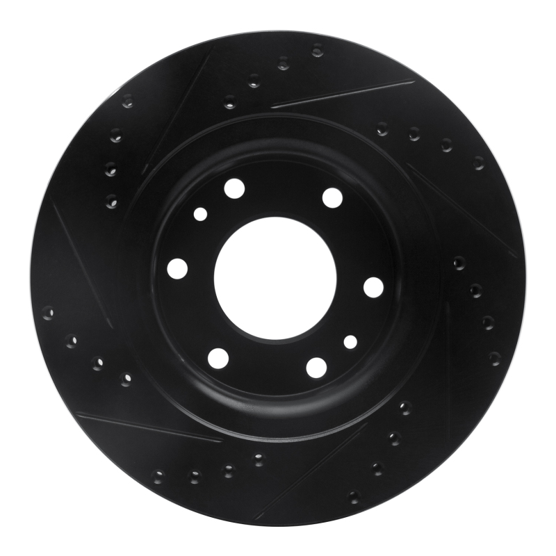 Buick Rainier Brake Rotor (1) - Front Right - R1 Concepts - Drilled & Slotted - Black - `06-`09